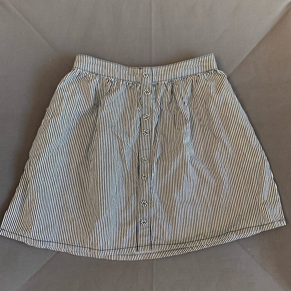 Blue and White Stripe Button Skirt